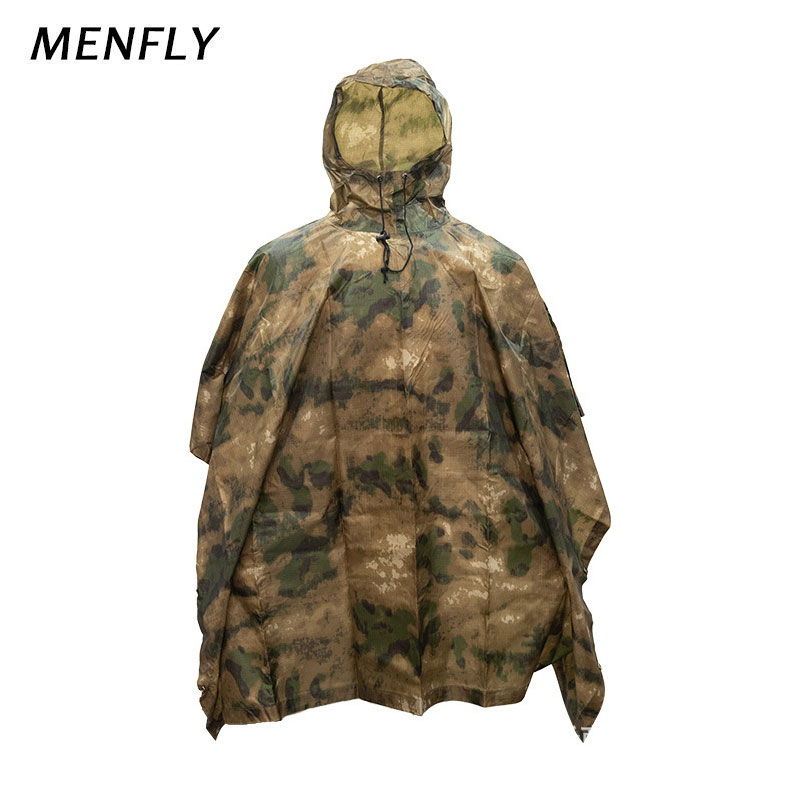 Emergency Poncho Rain - MENFLY-Chaqueta de lluvia táctica de camuflaje