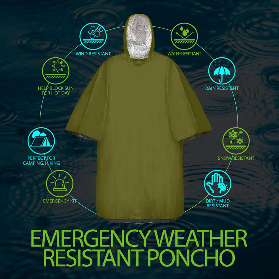 Paquete de 3/5 ponchos de emer - Emergency Poncho Rain reseña y precio